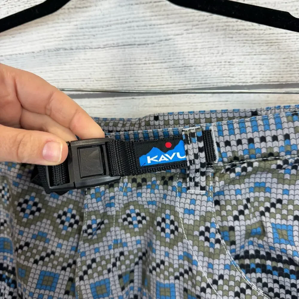 Kavu Men's Gray Belted Geometric Outdoor Hiking Chilli Shorts Size XXL